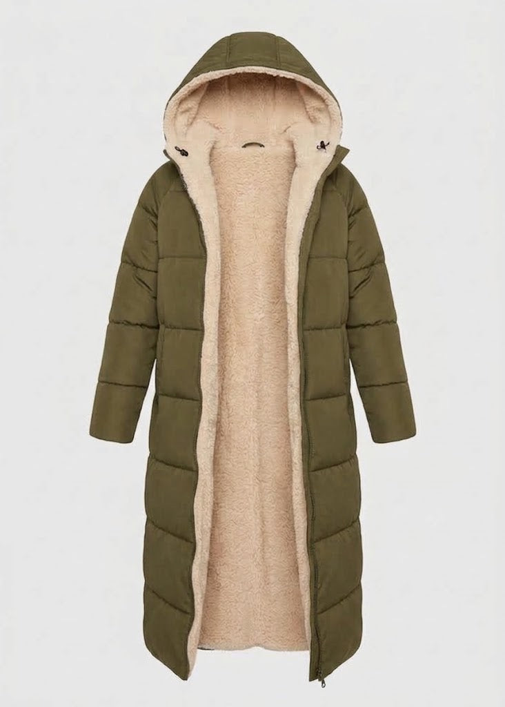 Talette | Sherpa Lined Hooded Long Puffer Coat