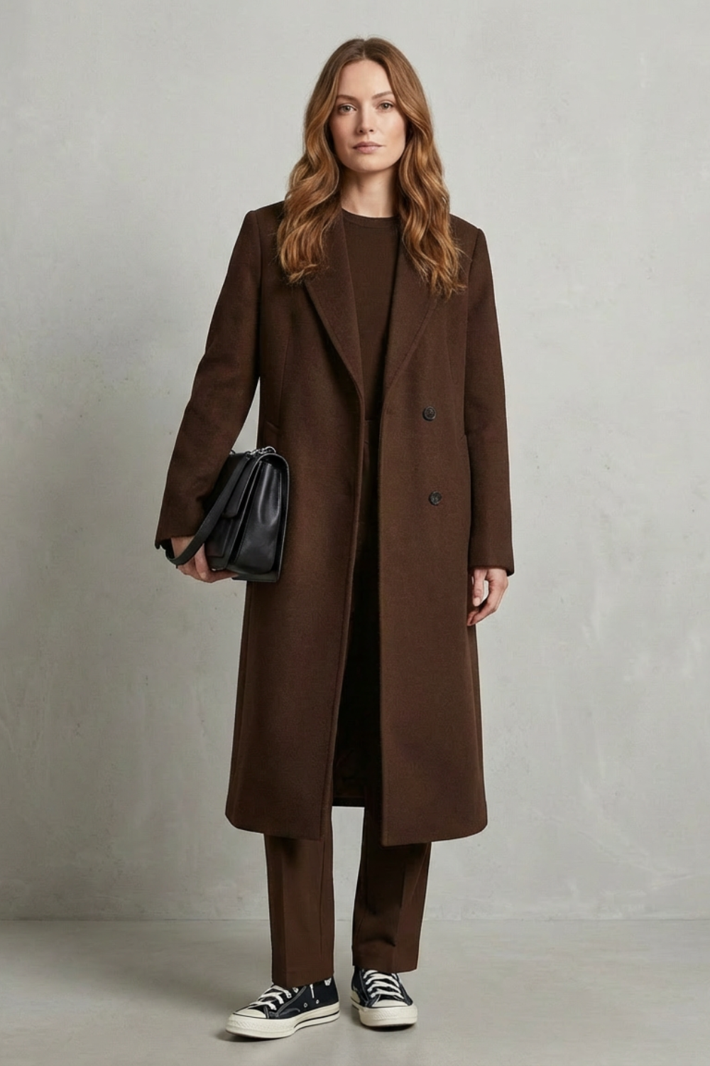 Theaette | Herringbone Wool Overcoat Hepburn Style