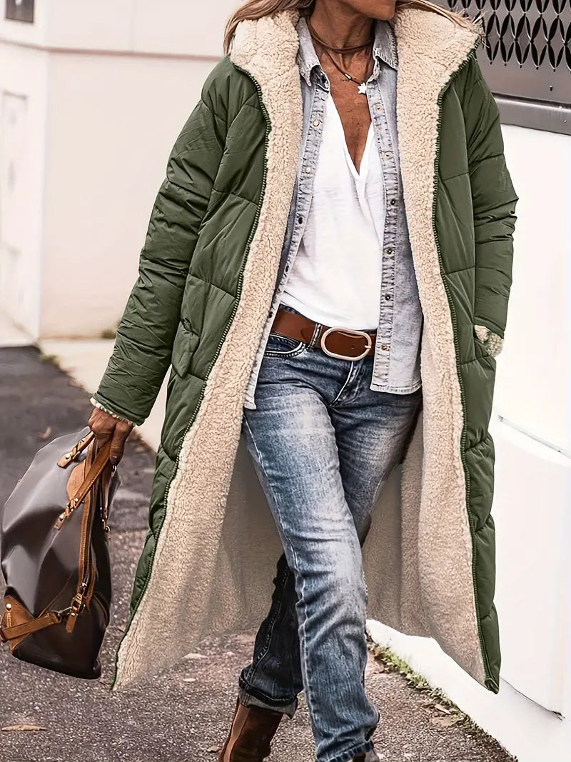 Theaina | Reversible Sherpa Puffer Coat with Hood
