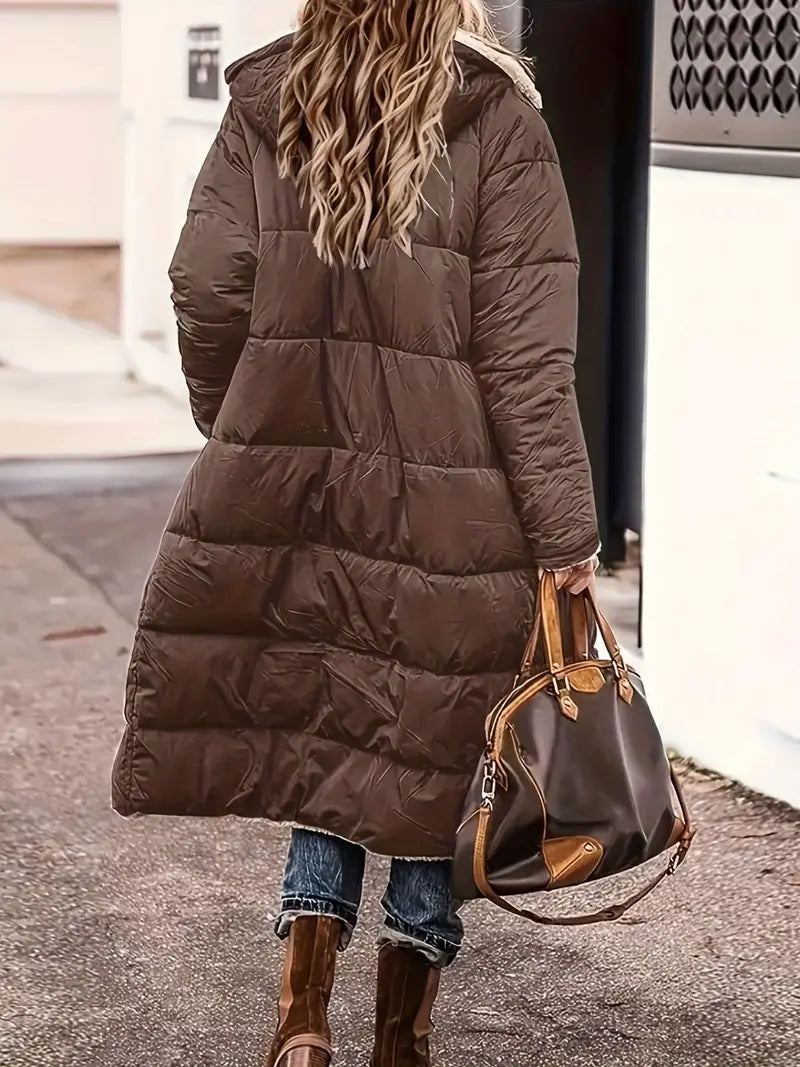Theaina | Reversible Sherpa Puffer Coat with Hood