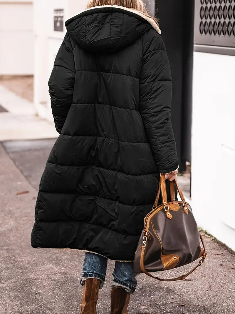 Theaina | Reversible Sherpa Puffer Coat with Hood