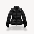 Theana | Black Belted Hooded Puffer Jacket