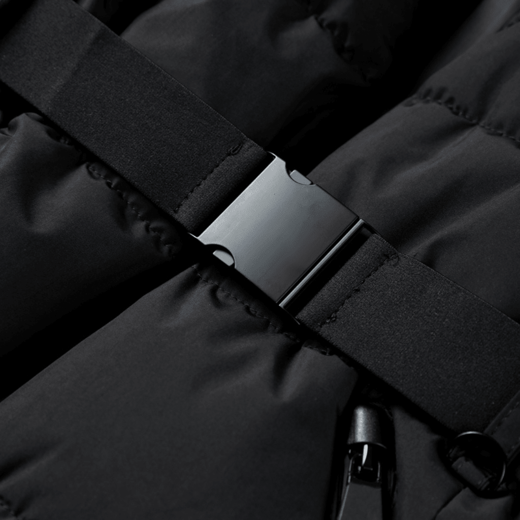 Theana | Black Belted Hooded Puffer Jacket