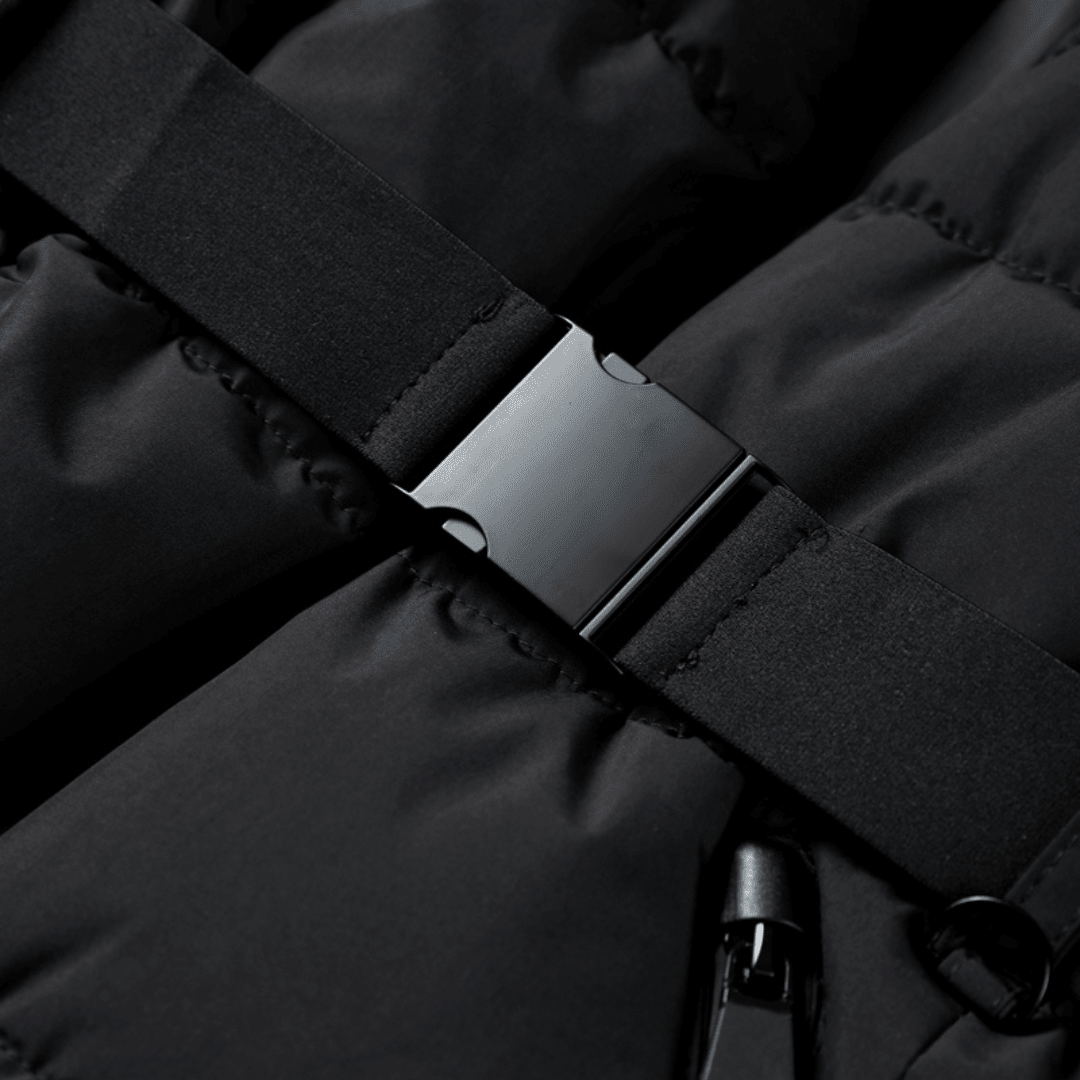 Theana | Black Belted Hooded Puffer Jacket