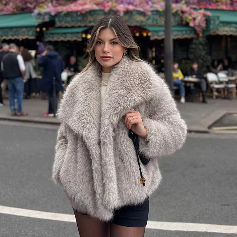 Theanne | Faux Fur Coat with Shawl Collar