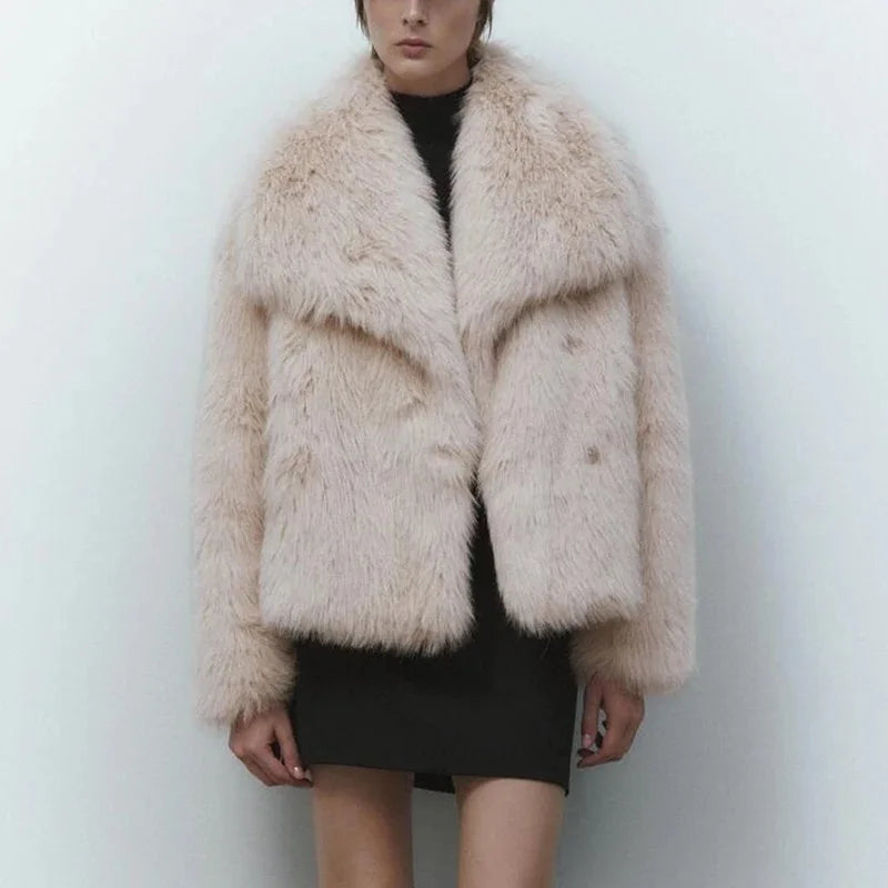 Theanne | Faux Fur Coat with Shawl Collar