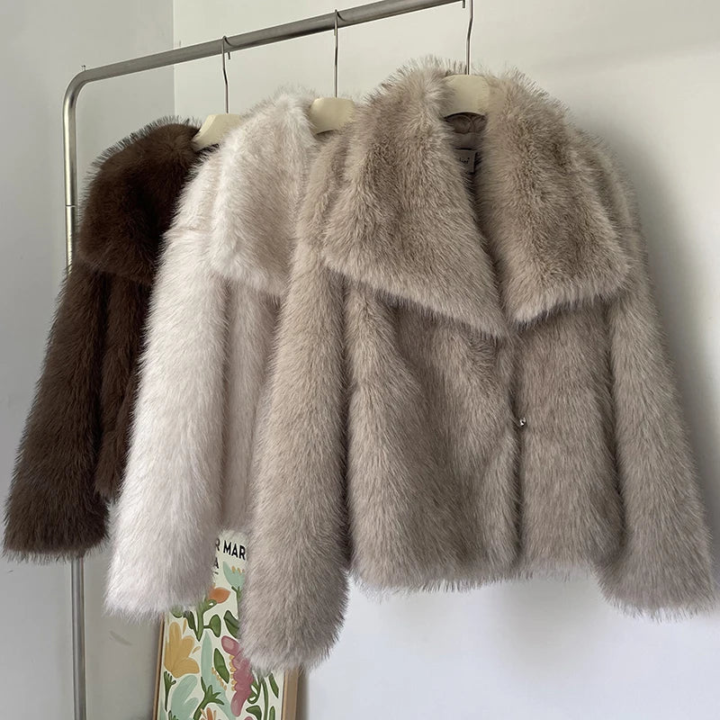 Theanne | Faux Fur Coat with Shawl Collar