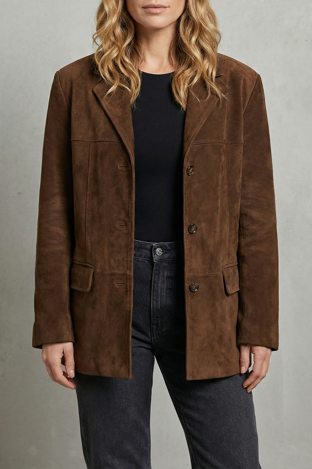 Theodora | Suede Blazer with Structured Shoulders