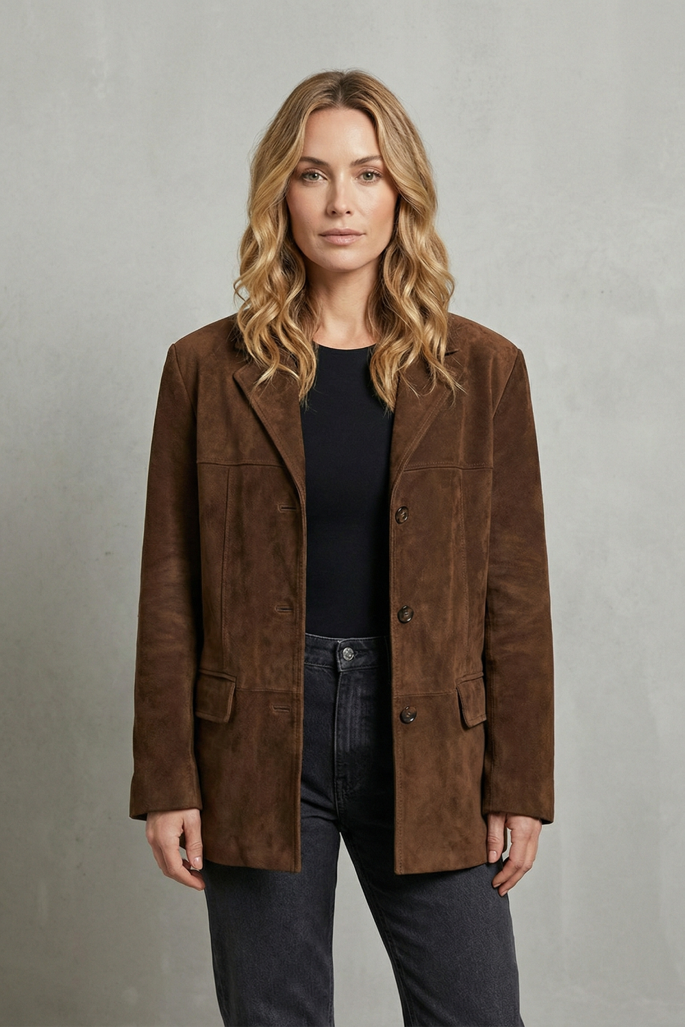 Theodora | Suede Blazer with Structured Shoulders