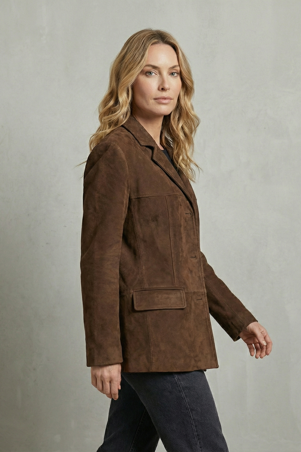 Theodora | Suede Blazer with Structured Shoulders
