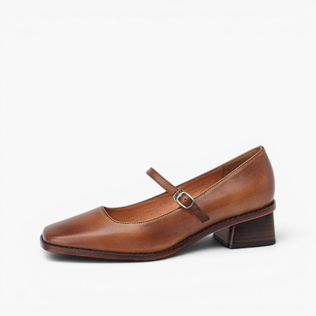 Thomasina | Square-Toe Strap Mary Jane Heels