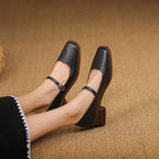 Thomasina | Square-Toe Strap Mary Jane Heels
