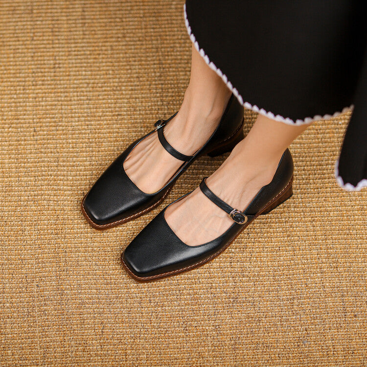 Thomasina | Square-Toe Strap Mary Jane Heels