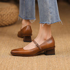 Thomasina | Square-Toe Strap Mary Jane Heels