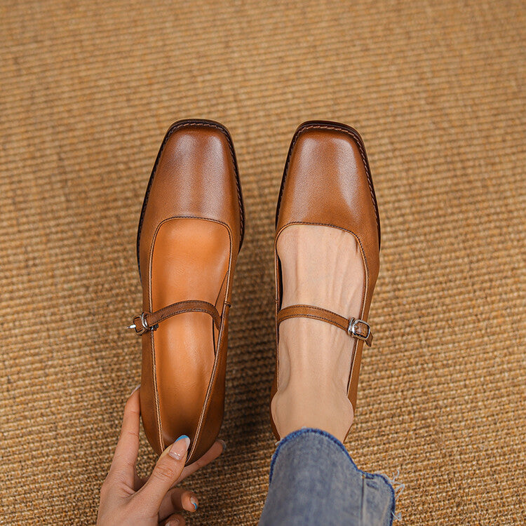 Thomasina | Square-Toe Strap Mary Jane Heels