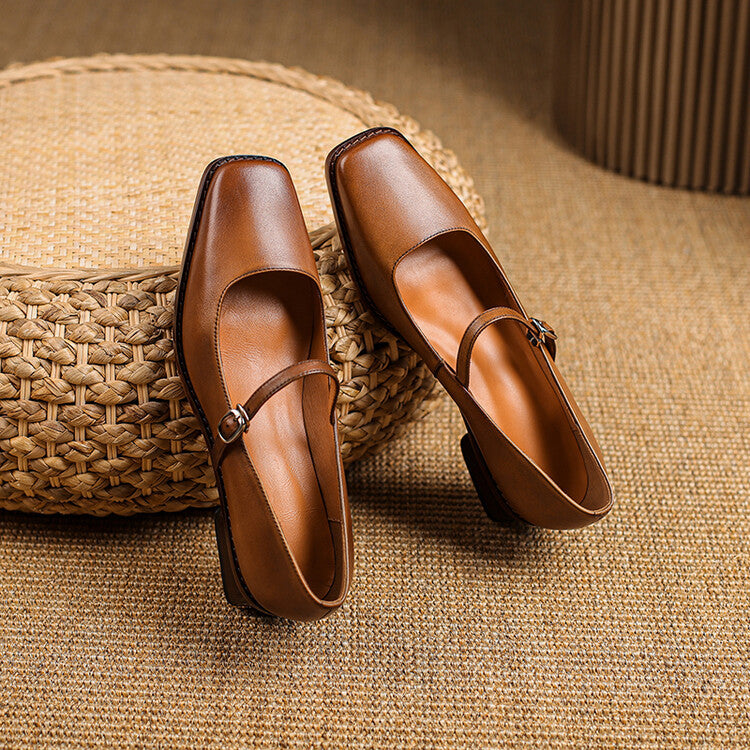 Thomasina | Square-Toe Strap Mary Jane Heels