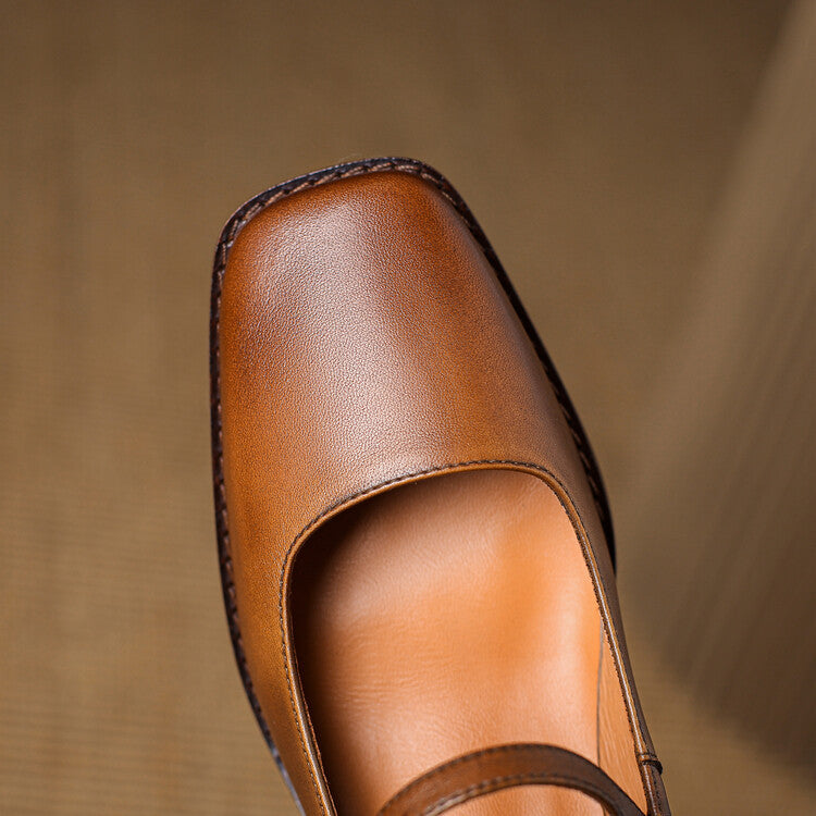 Thomasina | Square-Toe Strap Mary Jane Heels