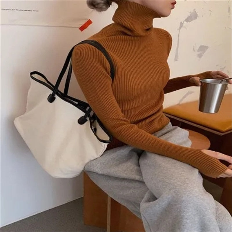 Ulaenne | Ribbed Turtleneck Sweater Slim Fit