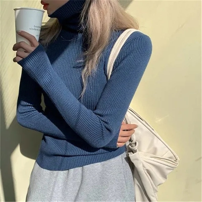 Ulaenne | Ribbed Turtleneck Sweater Slim Fit