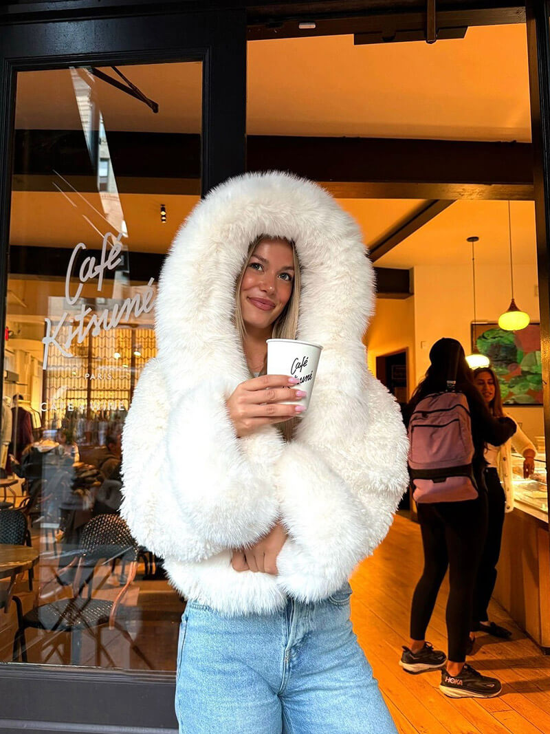 Ulaine | Oversized Hooded Faux Fur Coat