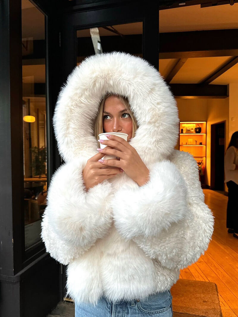 Ulaine | Oversized Hooded Faux Fur Coat