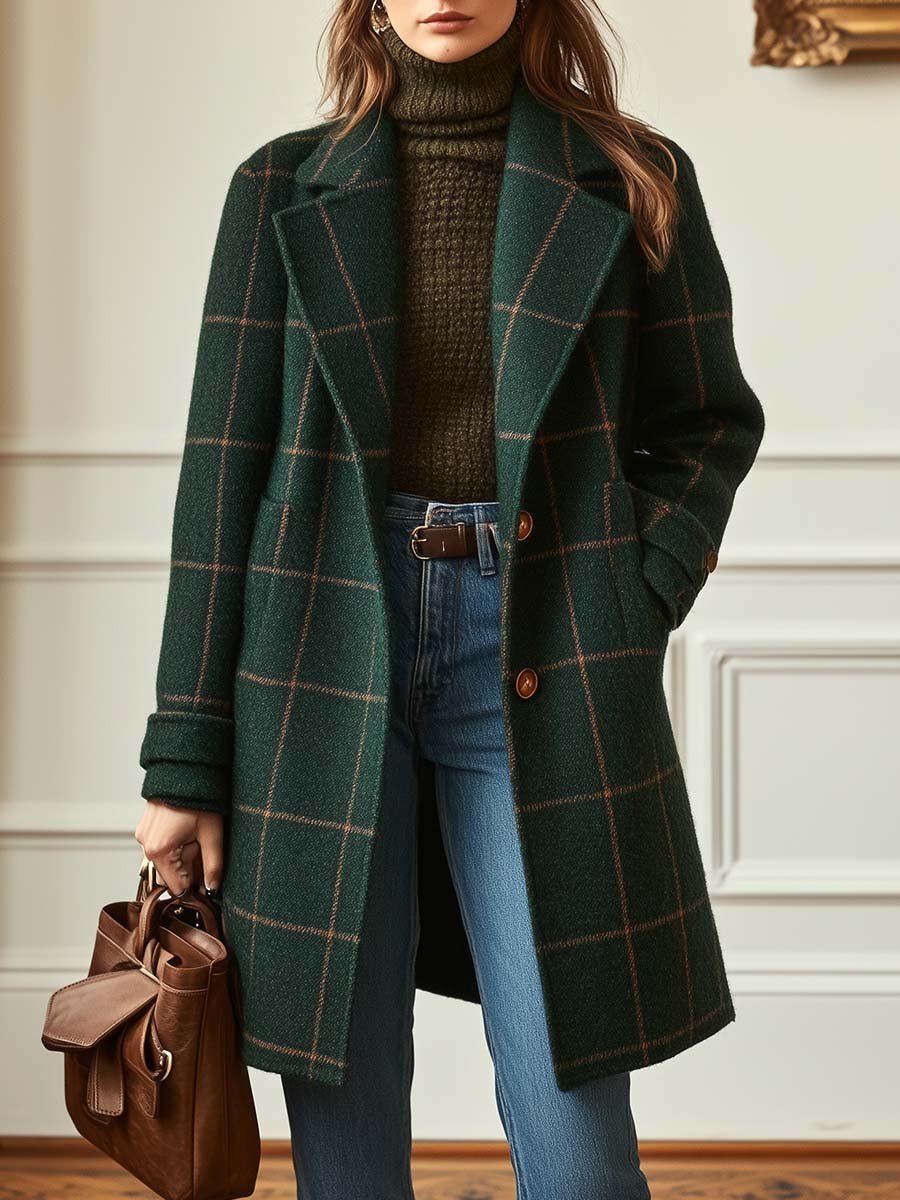 Ulara | Wool Blend Check Coat