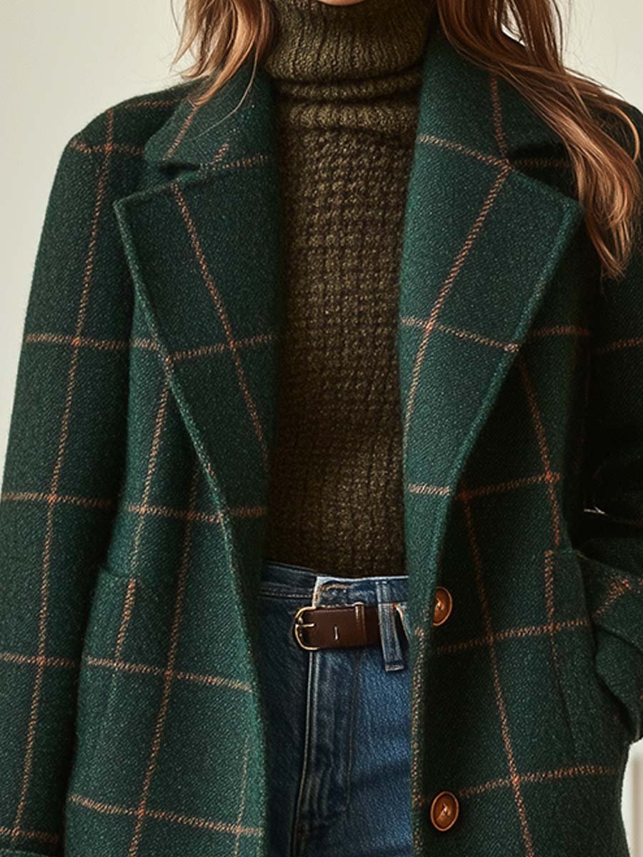 Ulara | Wool Blend Check Coat