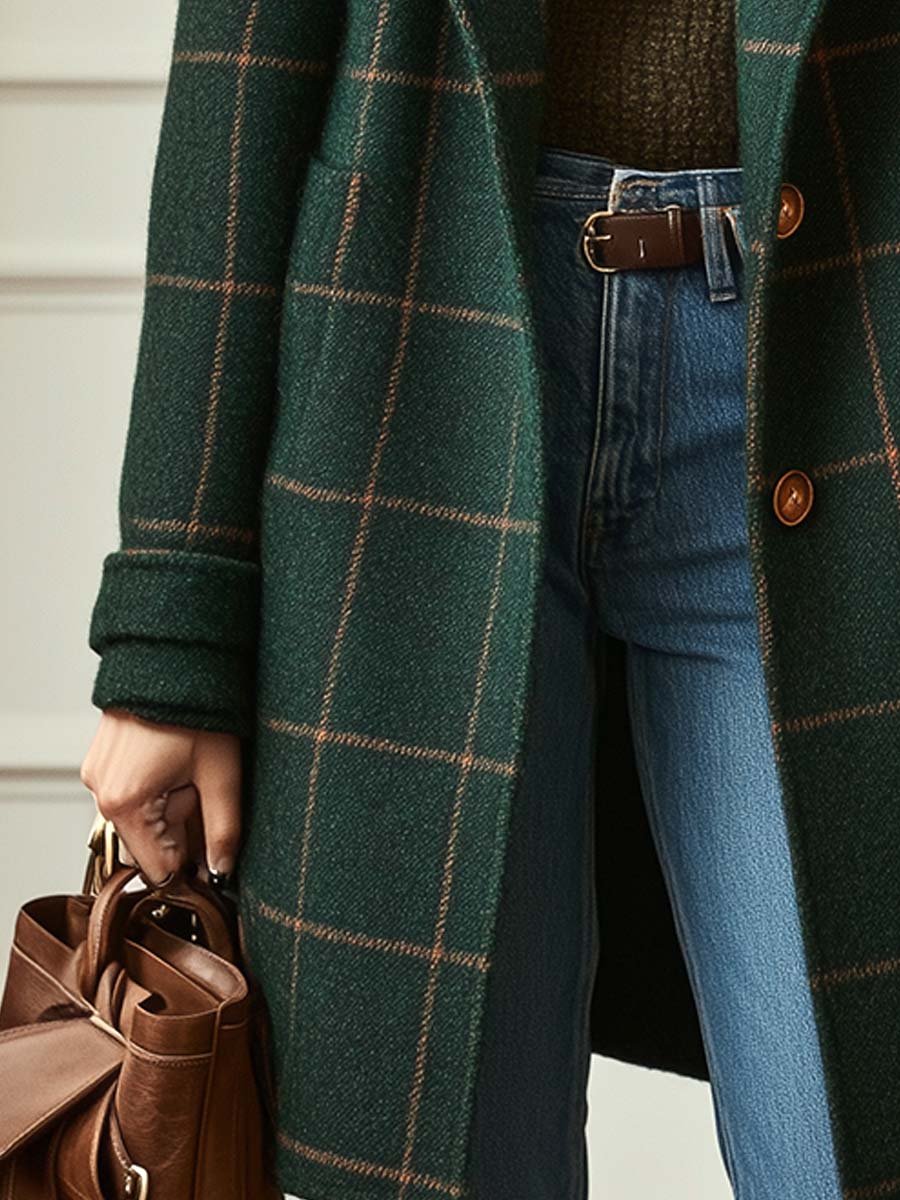 Ulara | Wool Blend Check Coat