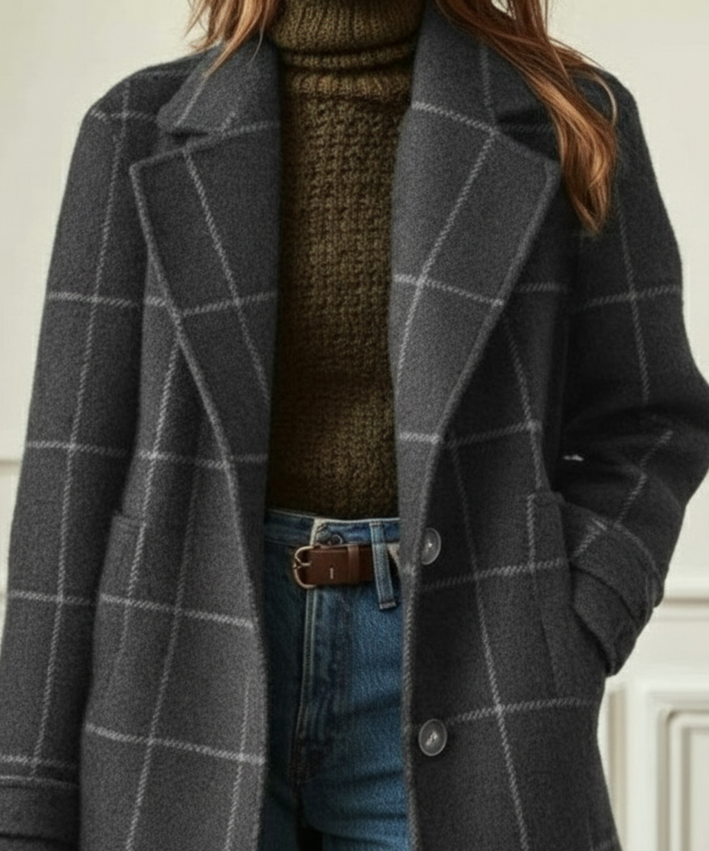 Ulara | Wool Blend Check Coat