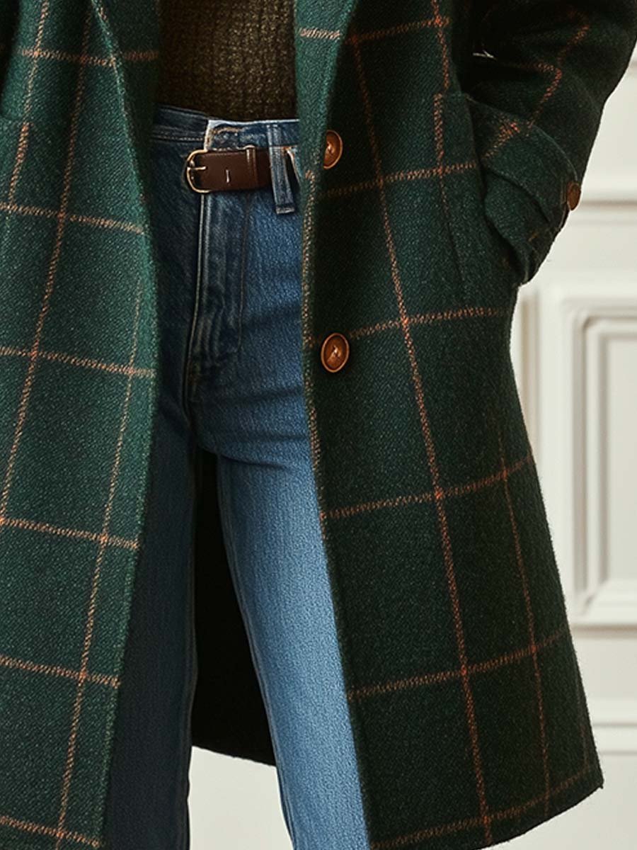 Ulara | Wool Blend Check Coat