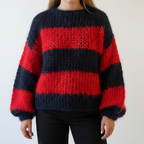 Verora | Wide Stripe Chunky Knit Balloon Sleeve Sweater