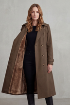 Vioanne | Faux Fur Lined Double-Breasted Trench Coat