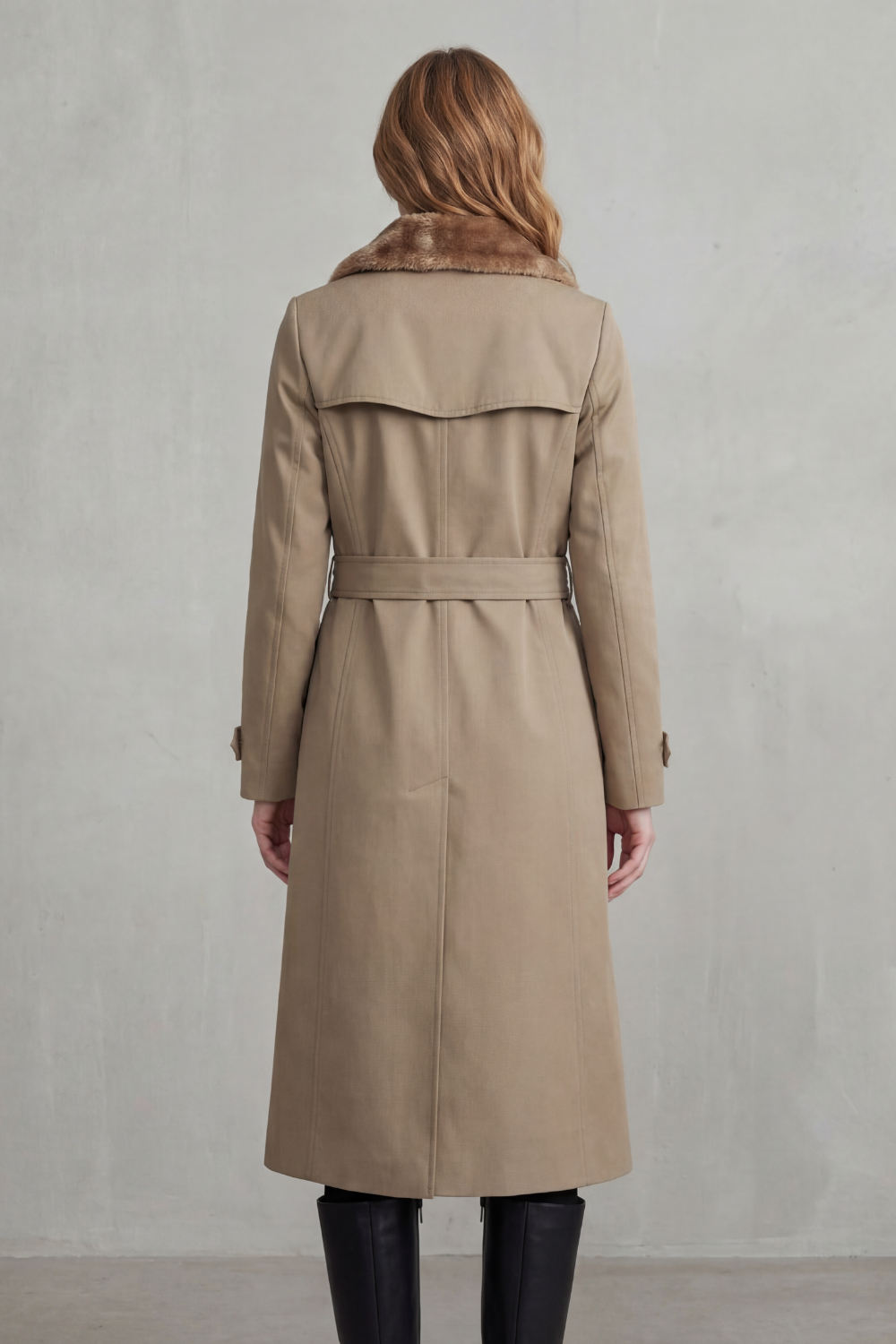 Vioanne | Faux Fur Lined Double-Breasted Trench Coat