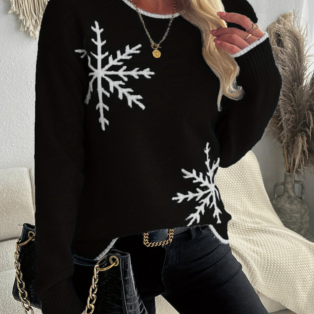 Vioenne | Snowflake Jacquard Knit Christmas Sweater