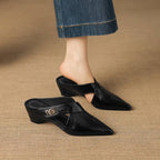 Winanne | Pointed Lambskin Leather Mules