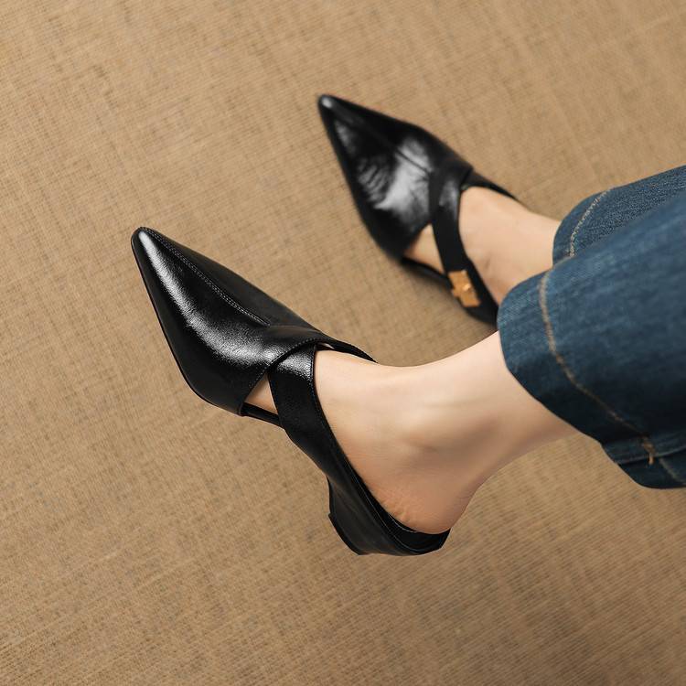 Winanne | Pointed Lambskin Leather Mules