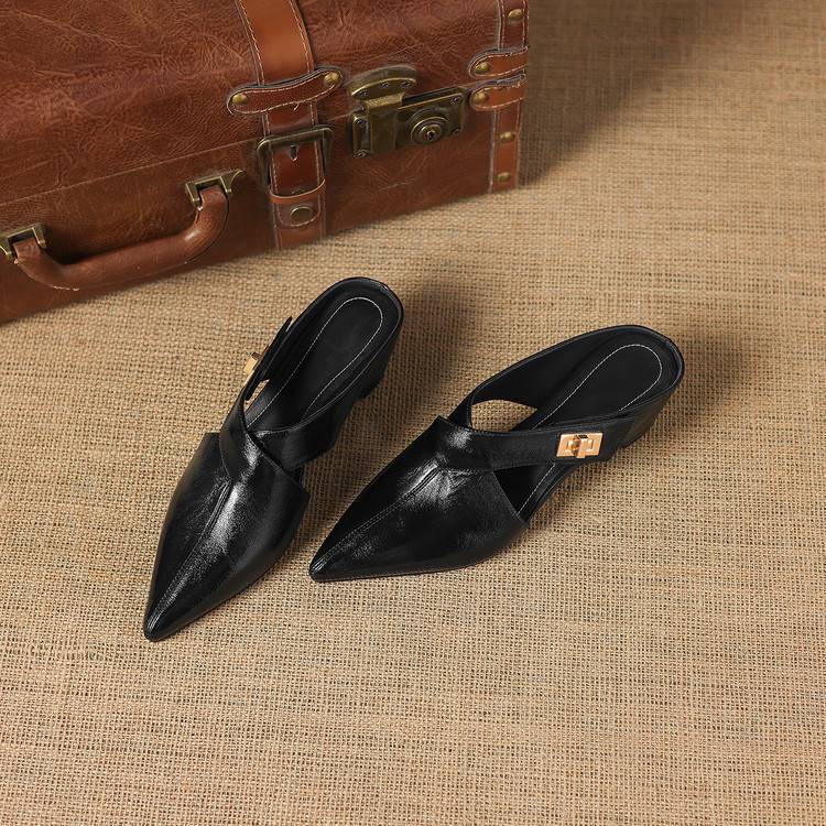 Winanne | Pointed Lambskin Leather Mules