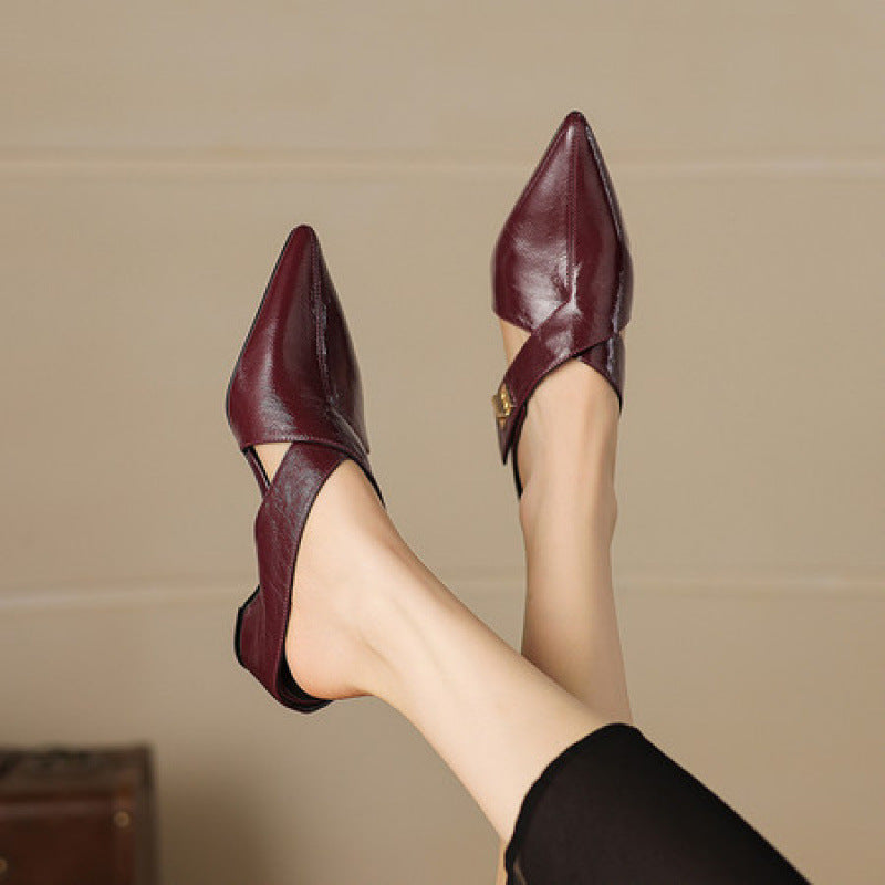Winanne | Pointed Lambskin Leather Mules