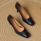Winisse | Pleated Square-Toe Leather Pumps