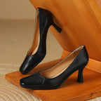 Winisse | Pleated Square-Toe Leather Pumps