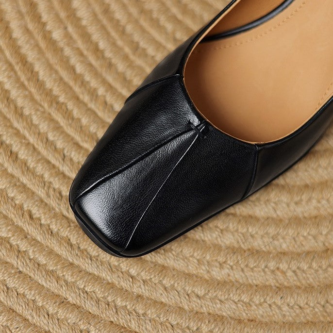 Winisse | Pleated Square-Toe Leather Pumps
