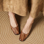 Winisse | Pleated Square-Toe Leather Pumps