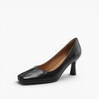 Winisse | Pleated Square-Toe Leather Pumps