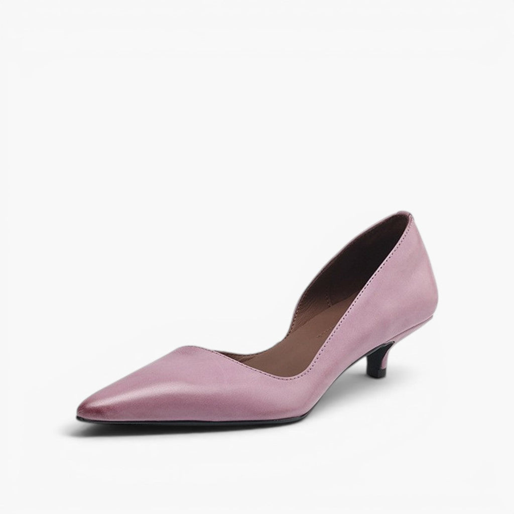 Wylana | Pointed Leather Kitten Heel Pumps 1.6 Inch