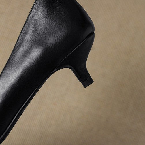 Wylana | Pointed Leather Kitten Heel Pumps 1.6 Inch