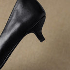 Wylana | Pointed Leather Kitten Heel Pumps 1.6 Inch