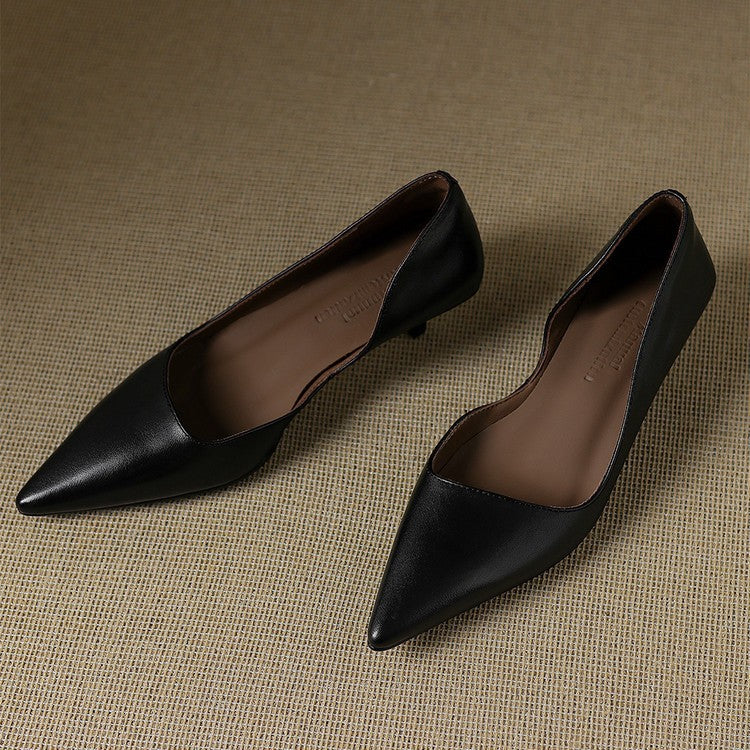Wylana | Pointed Leather Kitten Heel Pumps 1.6 Inch