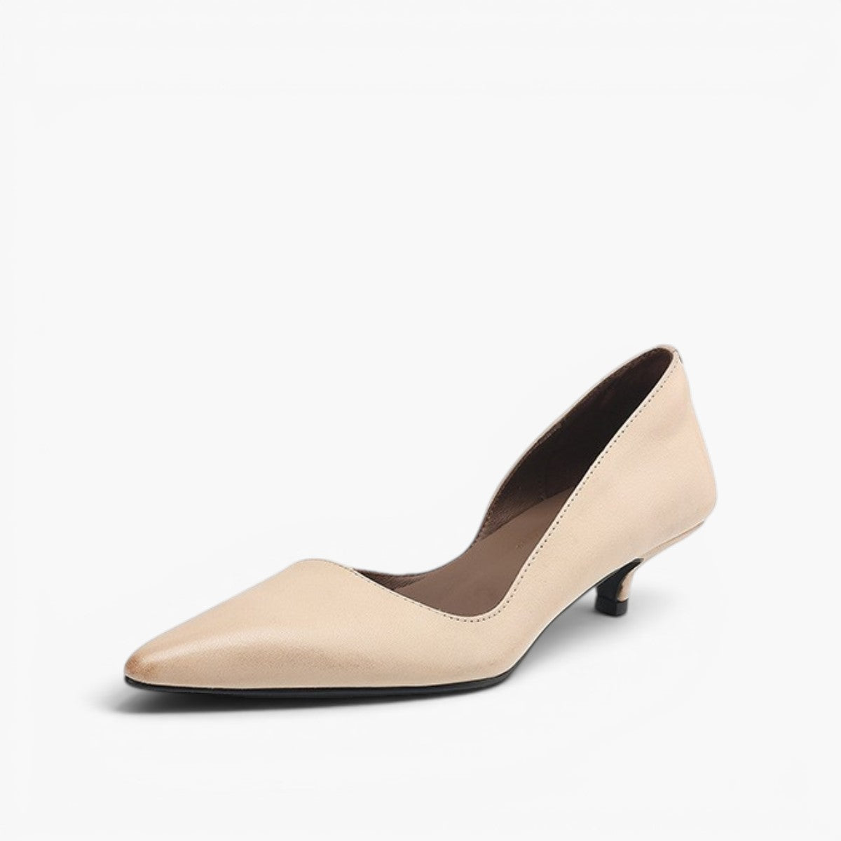 Wylana | Pointed Leather Kitten Heel Pumps 1.6 Inch