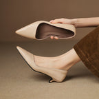 Wylana | Pointed Leather Kitten Heel Pumps 1.6 Inch
