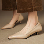 Wylana | Pointed Leather Kitten Heel Pumps 1.6 Inch